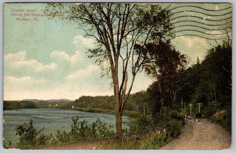 Antique Postcard Cornish Road Scene Windsor, VT 1910s