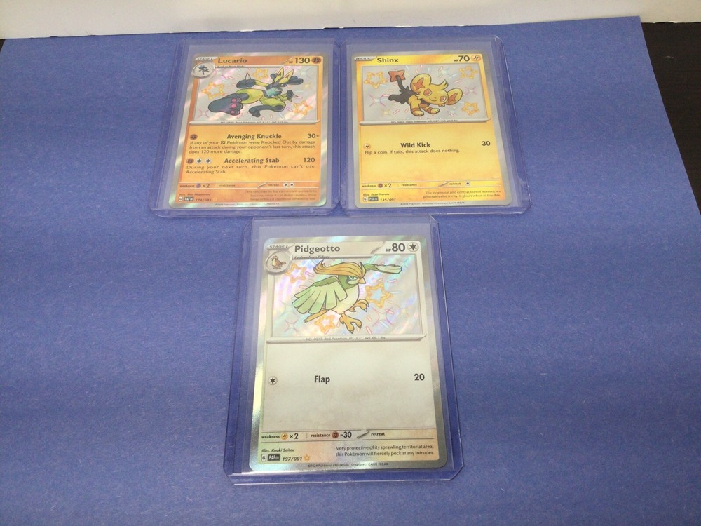 Pidgeotto 197/91 Lucario 174/91 Shinx 135/91 Pokemon Paldean Fates Baby Shineys