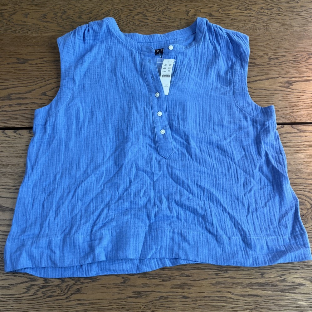 J. Crew Gauze Light Blue Sleeveless Blouse Ladies Medium Cotton