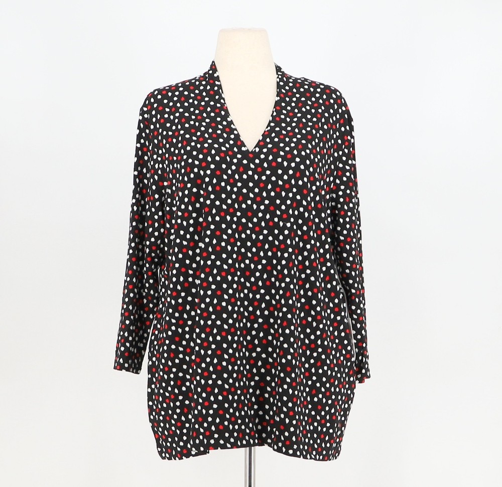 NWT CHICO'S Touch Of Cool Heart 3/4 Sleeve V-Neck Top Black Size 4/XXL