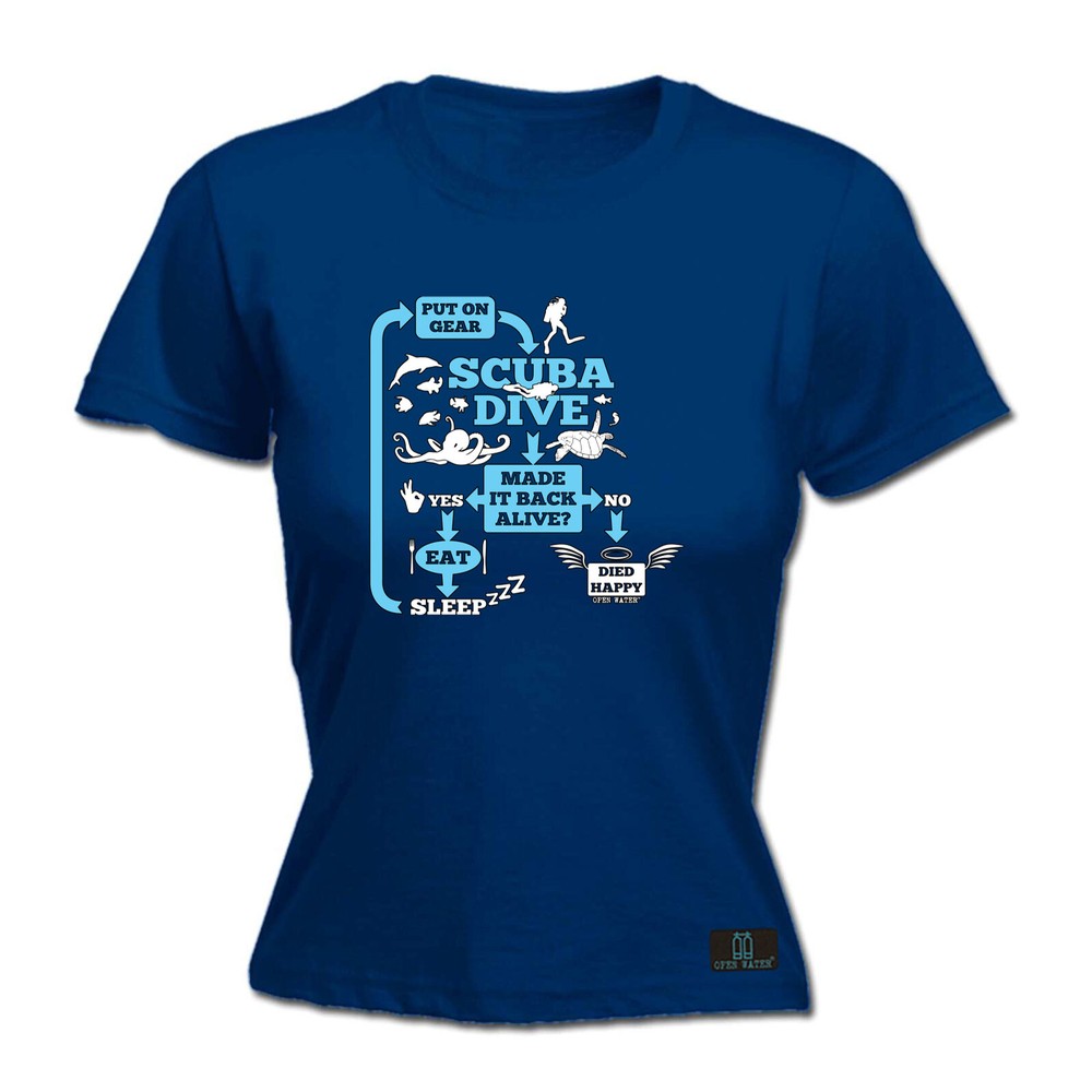 Scuba Diving Ow Dive Make It Back Alive - Womens T Shirt Funny T-Shirt Novelty