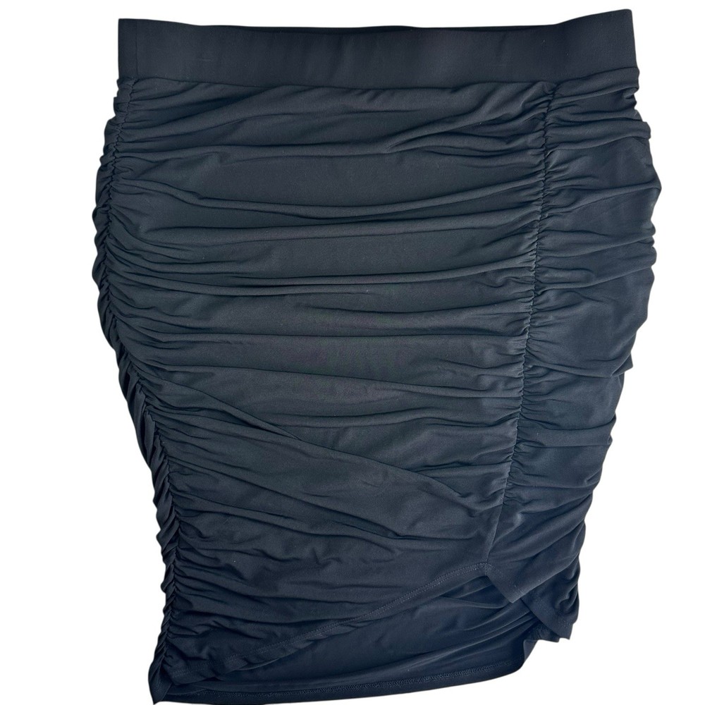 Torrid Black Ruched Asymmetrical Mini Skirt Y2K Bodycon Club Goth Slim Fit
