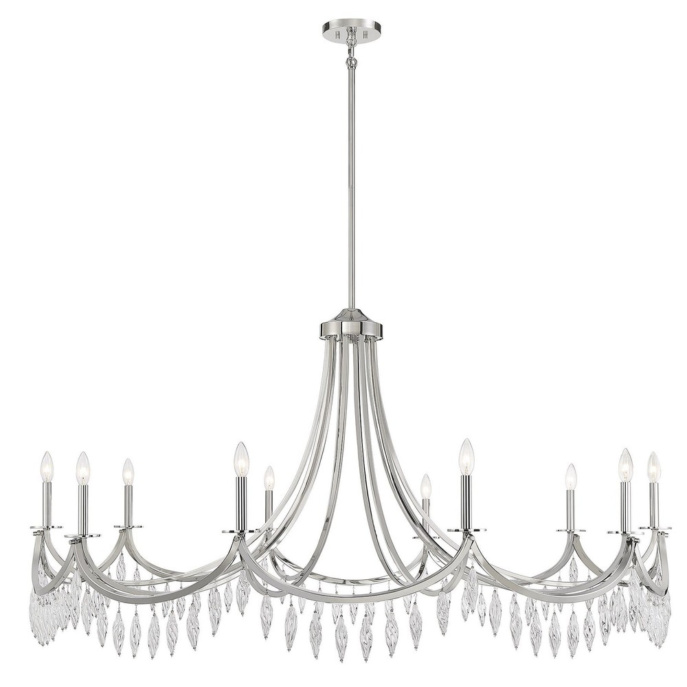 Savoy House Kameron 10-Light 60-Inch Nickel Crystal Chandelier with Modern Elegance