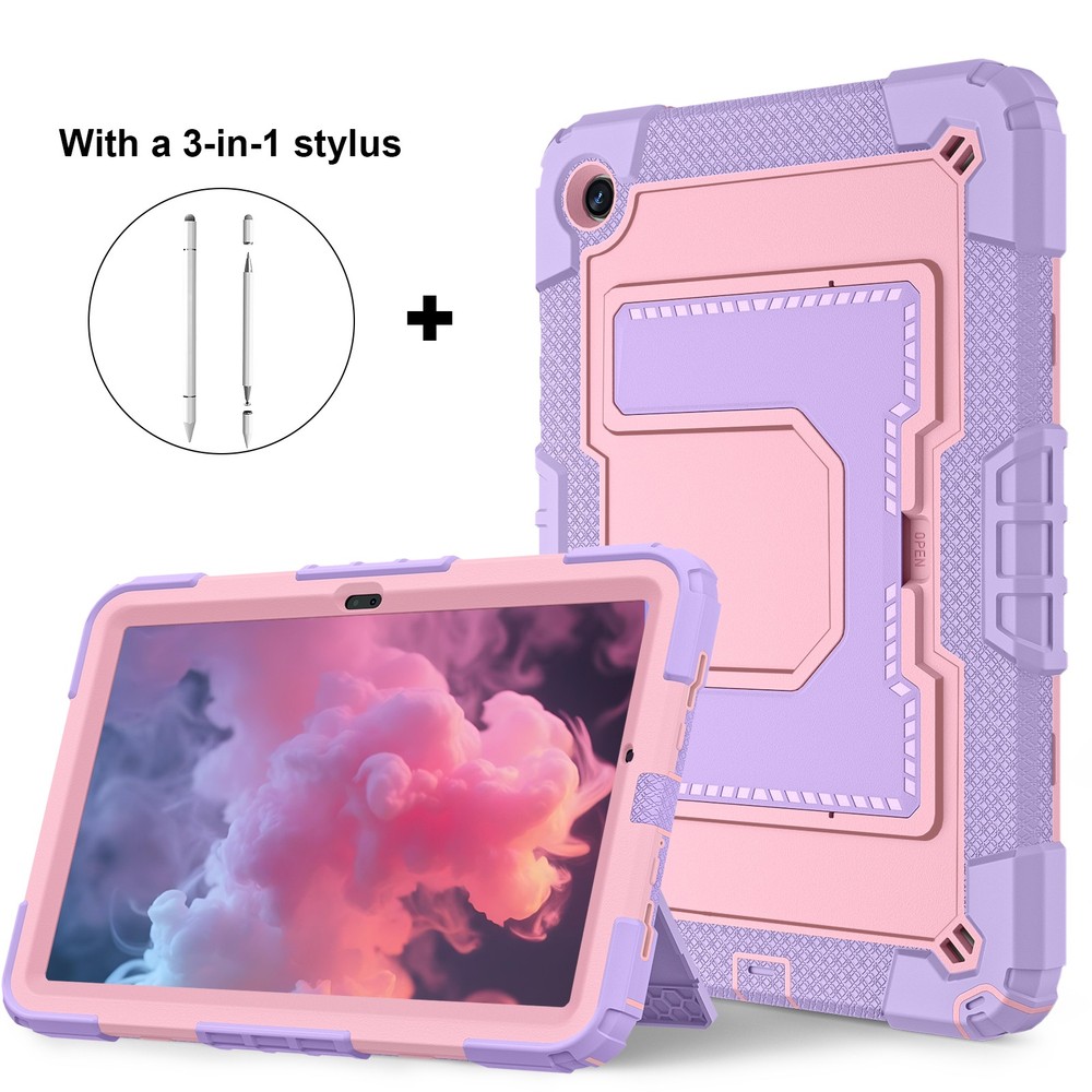 For Samsung Galaxy Tab A9+ Military-Grade Stand Case with Strap + 3-in-1 Stylus