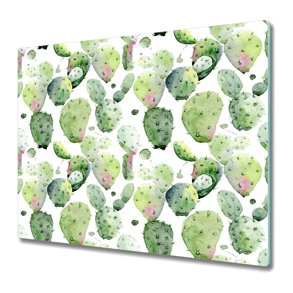 Serving Chopping Board Glass Cover Cactus | Tropical Watercolour Art | 60x52