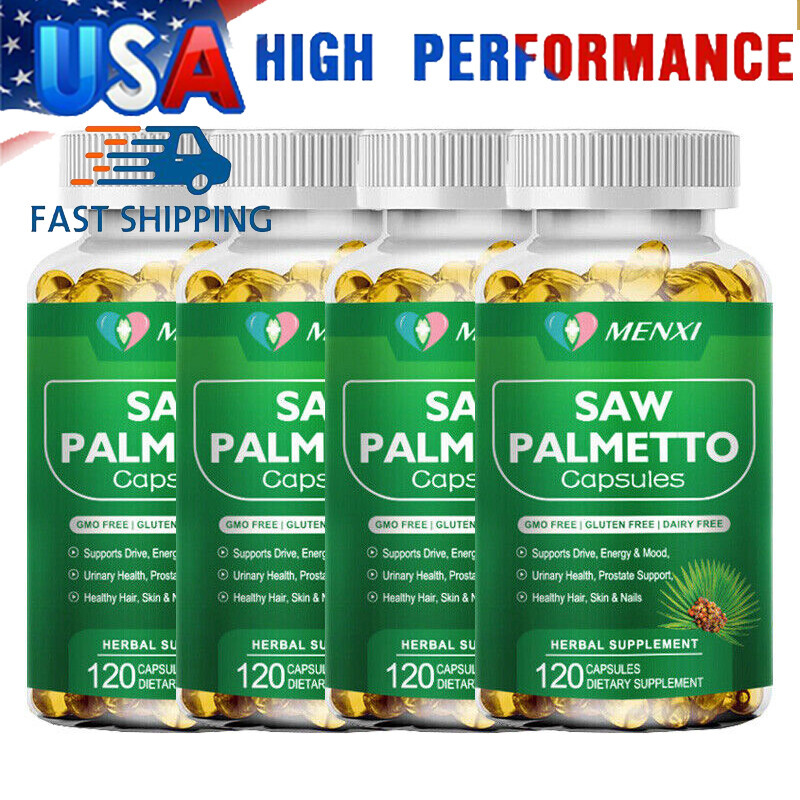120Pcs Saw Palmetto Capsule Premium Prostate Supplement For Hair, Nail Health US