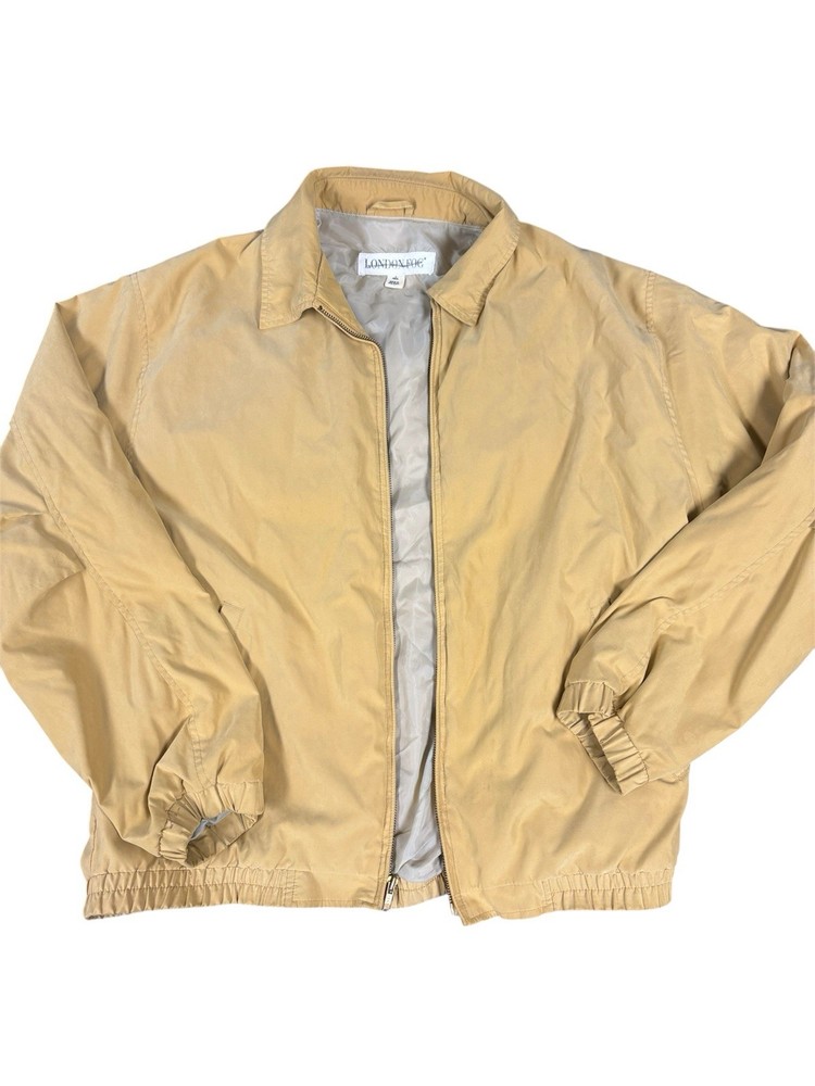 London Fog Vintage Men's Yellow Lightweight Bomber Jacket Zip Casual Size L