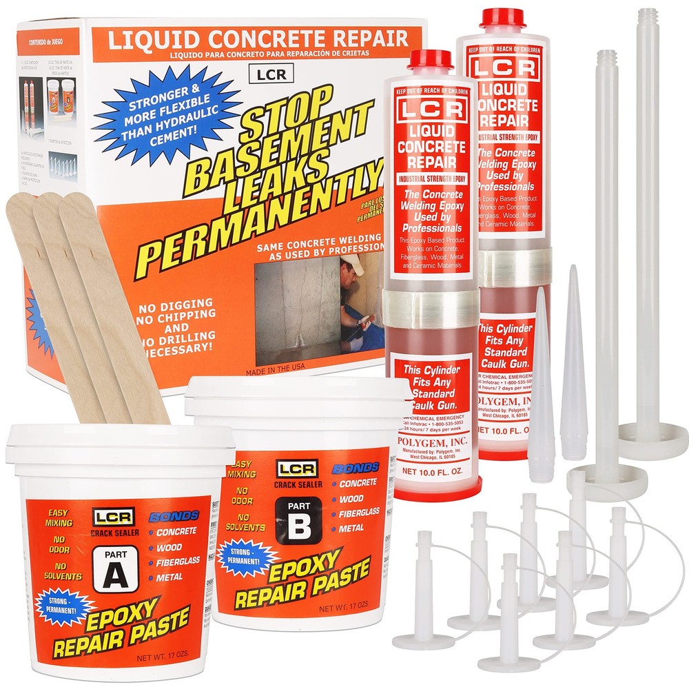 Polygem LCR Epoxy Concrete Crack Repair Kit - Stops Leaks - High-Performance ...