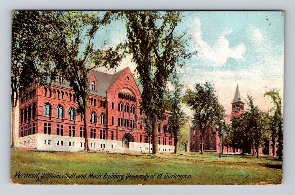 Burlington VT-Vermont, University Of Vermont, Williams Hall, Vintage Postcard