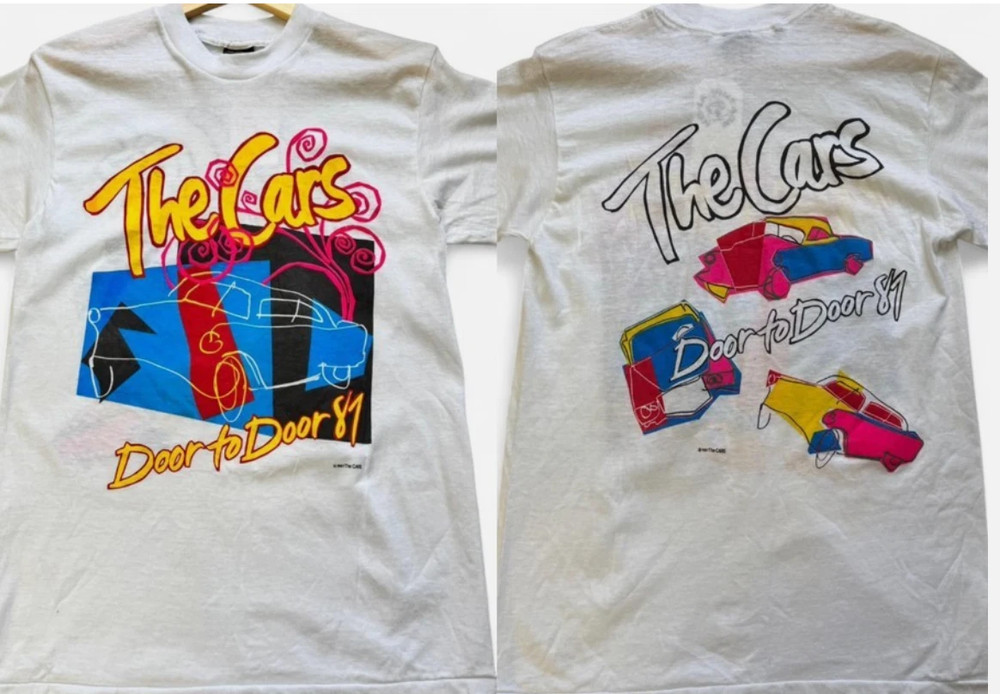 1987 The Cars band rock tour Shirt short sleeve white color 2 side shirt