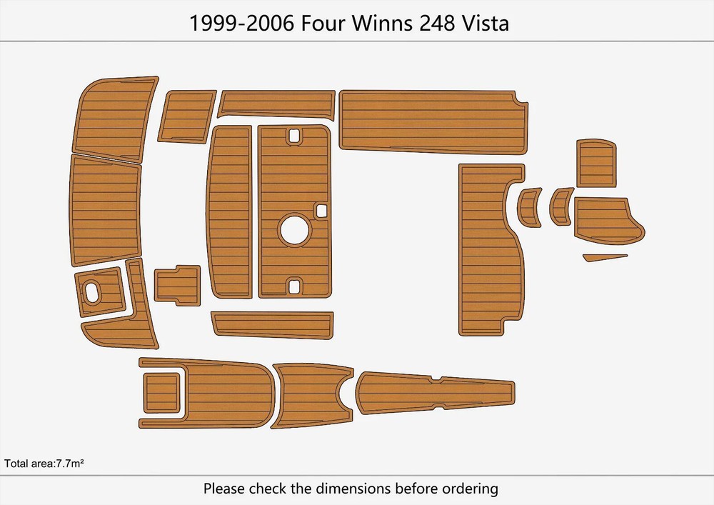 2001 Four Winns 248 Vista Swim Platform Cockpit EVA Pads Foam Teak Deck Flooring