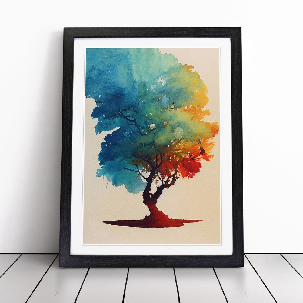 Water Paint Tree No.2 Wall Art Print Framed Canvas Picture Poster Decor