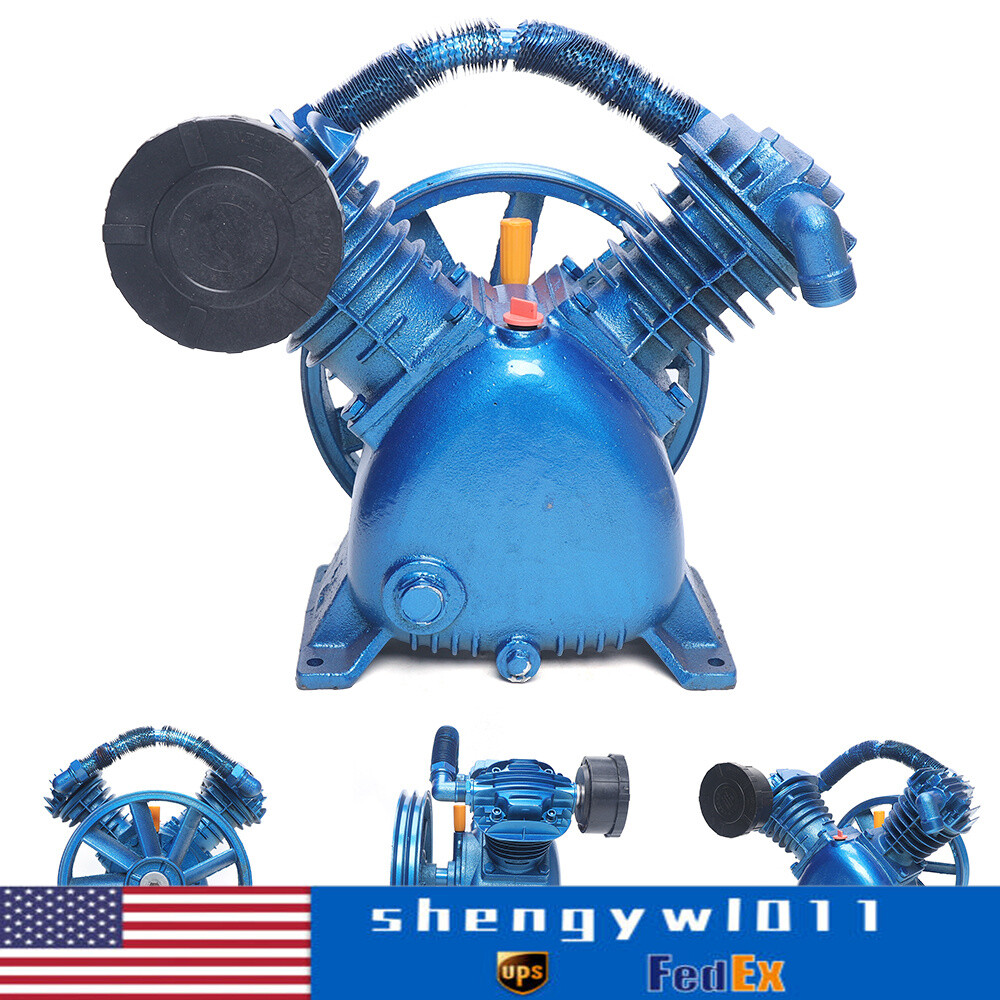 2-Cylinder V-Style Air Compressor Pump Motor Head 5.5HP 175psi 4KW Double Stage