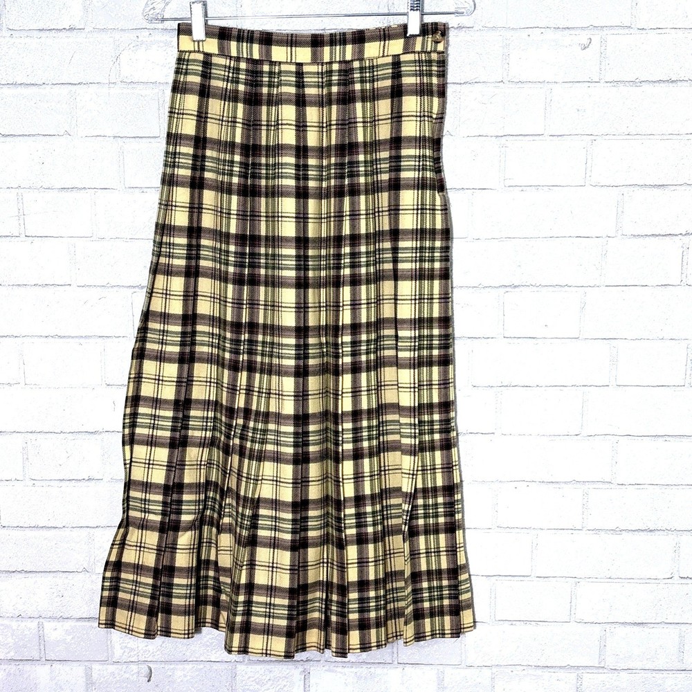 Vtg Talbot Pleated Wool Plaid Maxi Skirt 6 Tartan Old Money Academia Preppy 90s