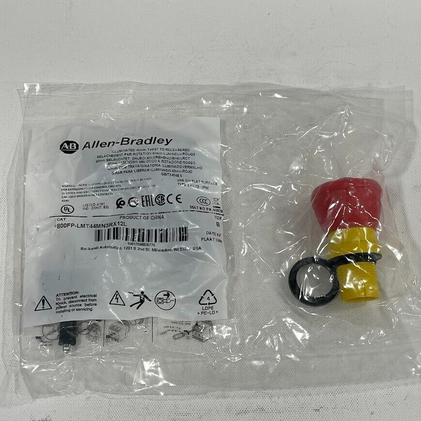 Allen Bradley 800FP-LMT44MN3RX12L  22mm Twist Release E-Stop Red LED