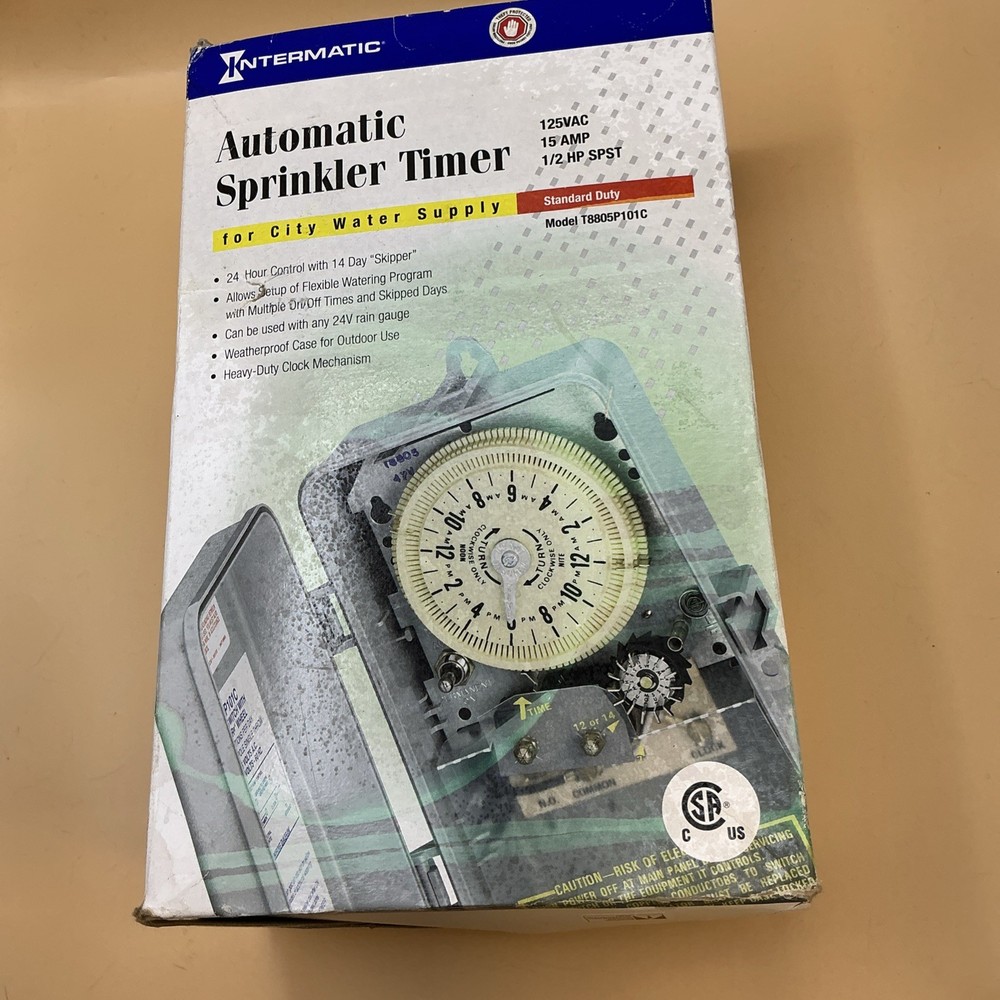 Intermatic T8805P101C 1/2 HP IndoorOutdoor Irrigation/Sprinkler Timer NEW SEALED