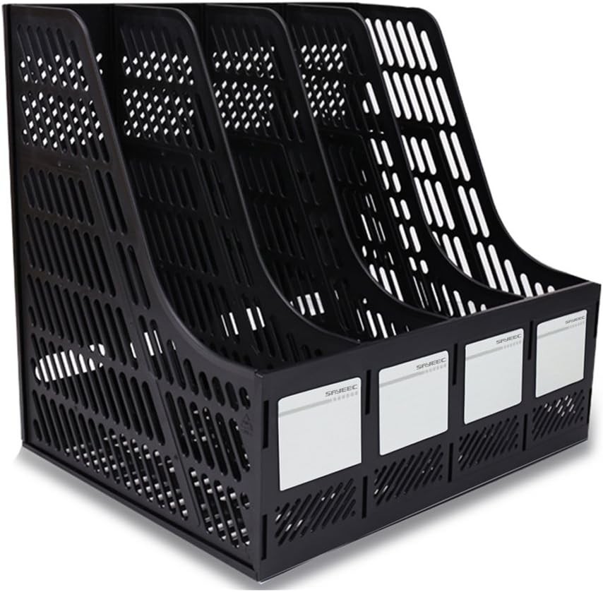SAYEEC Black 4-Section Desktop Magazine File Organizer for Office & Home  