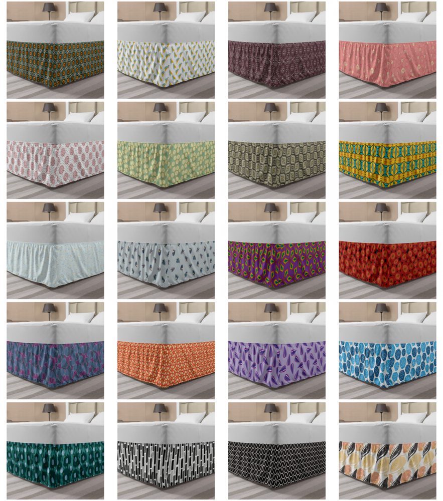 Ambesonne Abstract Graphic Bedskirt Elastic Wrap Around Skirt Gathered Design-image