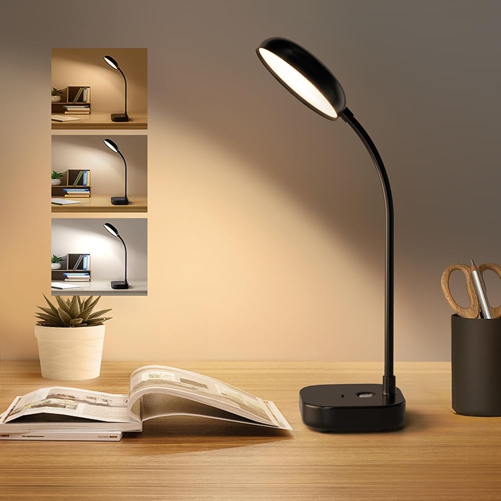 Battery Desk Lamp Light,Black,Cordless desk lamp 1 Pack, Black