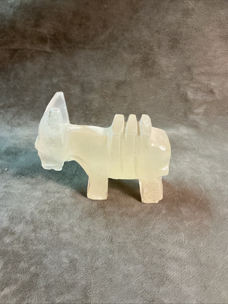 Vintage Hand Made In Mexico  carved donkey alabaster stone Folk Art Figurine