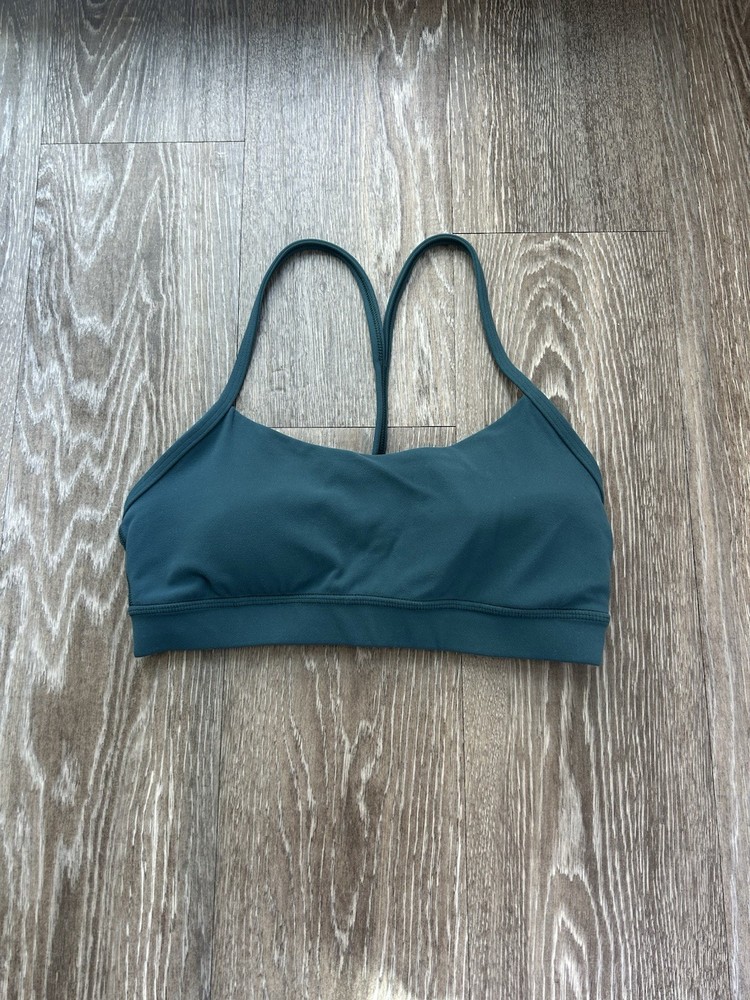Lululemon Flow Y Bra Size 6 Storm Teal Athleisure Yoga Stretch Pilates