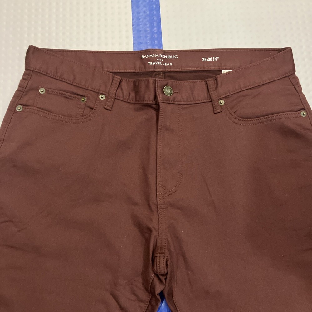 Banana Republic Travel Jean Pants Mens 35x30 Slim Fit 5 Pocket Chino Stretch