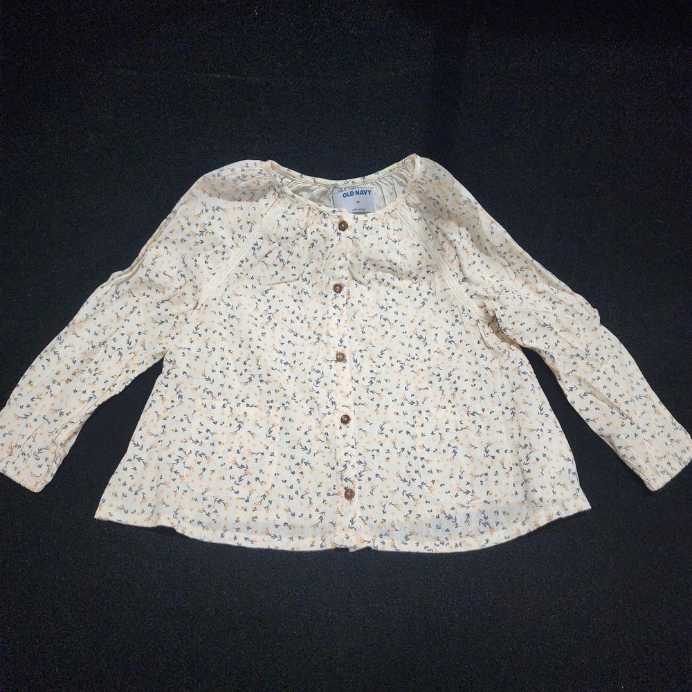 Old Navy Floral Print Long Sleeve Button Front Top Girls Size 5T