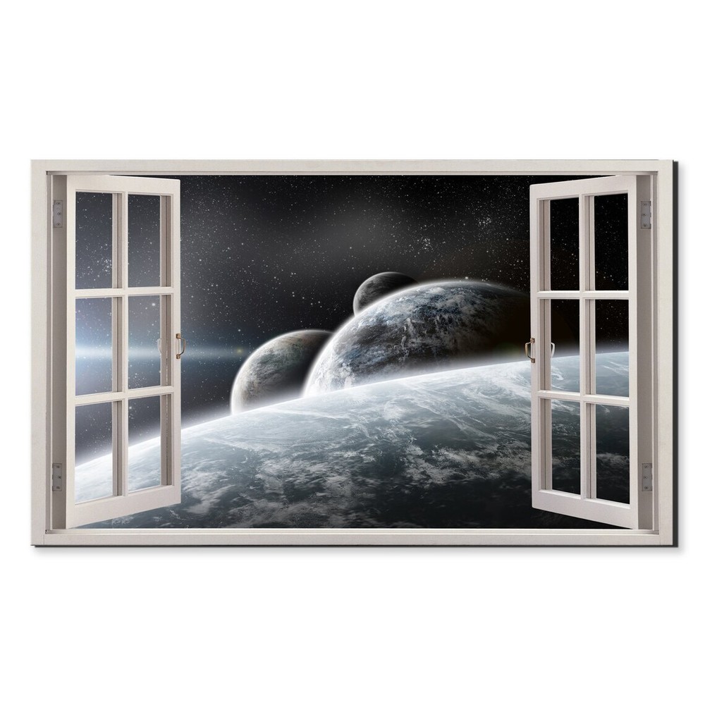 Fantasy Planets Space Window View Wall Art Canvas Unframed Print Art
