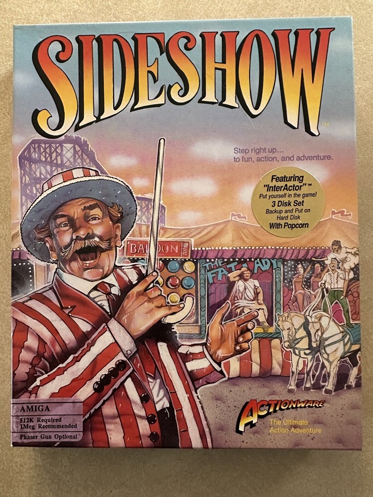 Sideshow 1989 Actionware Amiga Computer Game Complete In Box