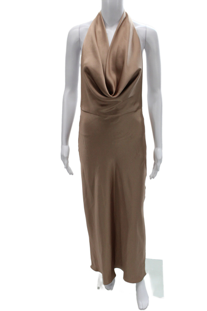 Zara Women Slip Dress Maxi Beige Tie Sleeveless Size XSFree Shipping in US $100+ Orders | $6.95 Orders Below