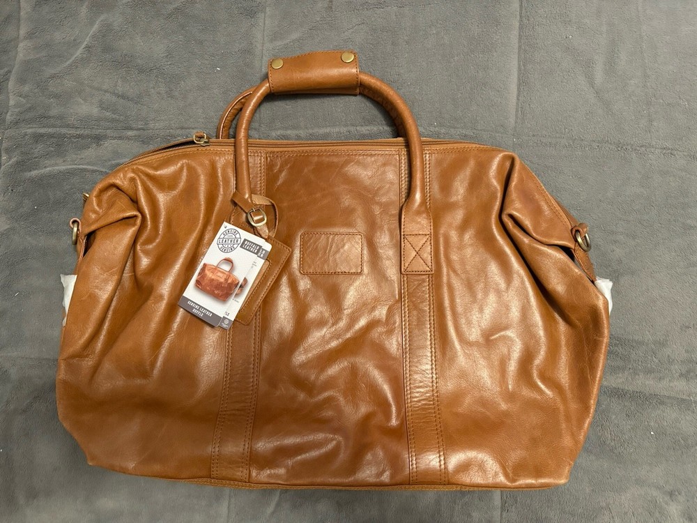 GENUINE BUFFALO Leather Duffle Bag Luggage Travel Weekender NEW TAGS 26x13x10”