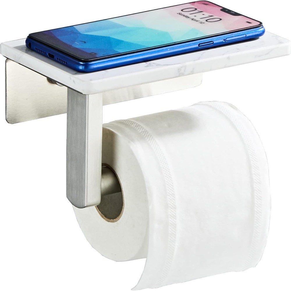 Brushed Niel Toilet Paper Holder with Shelf, 304 Stainl Steel Screw