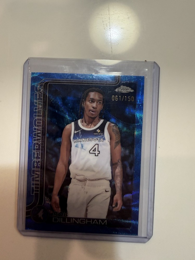2025-26 Topps Chrome ROB DILLINGHAM Blue Wave Refractor /150 #162 Wolves