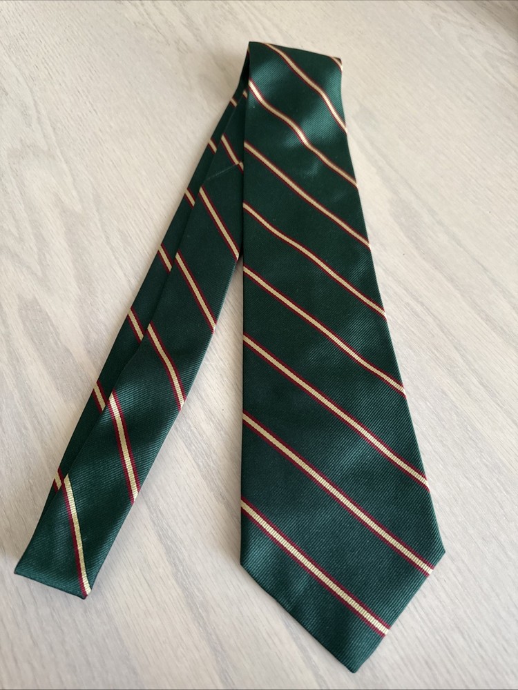 J. Press Men's Silk Green Gold Red Striped Tie Made In Ireland 3.5x56