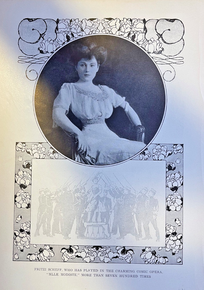 1908 Vintage Magazine Illustration Actress Fritzi Scheff