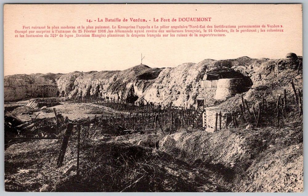 Antique Postcard Fort Douaumont Ruins Panorama Verdun, Fr 1910s