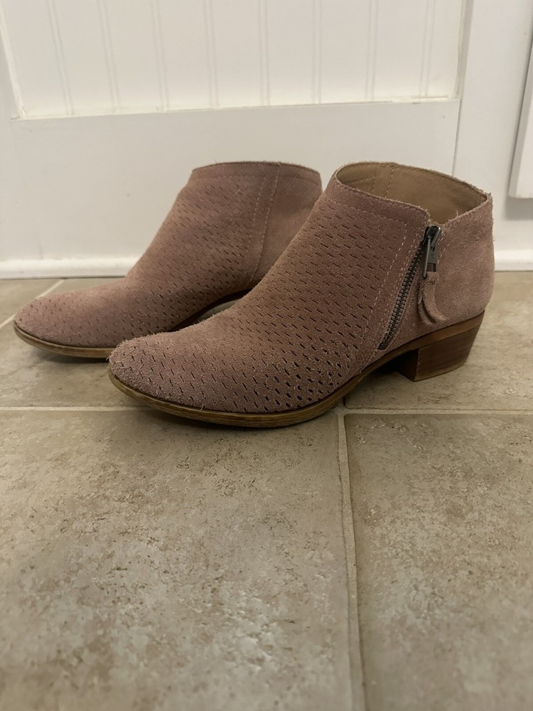 LUCKY Brand Shoes Womens 7.5 Pink Suede Booties Ankle Boots