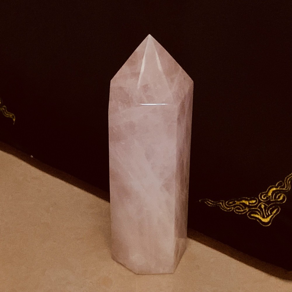 TOP 3.74LB Natural pink rose Quartz Obelisk Crystal Wand Point Reiki healing
