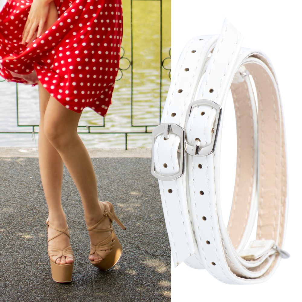 White Anti-Slip High Heel Shoelaces for Secure Fit & Style