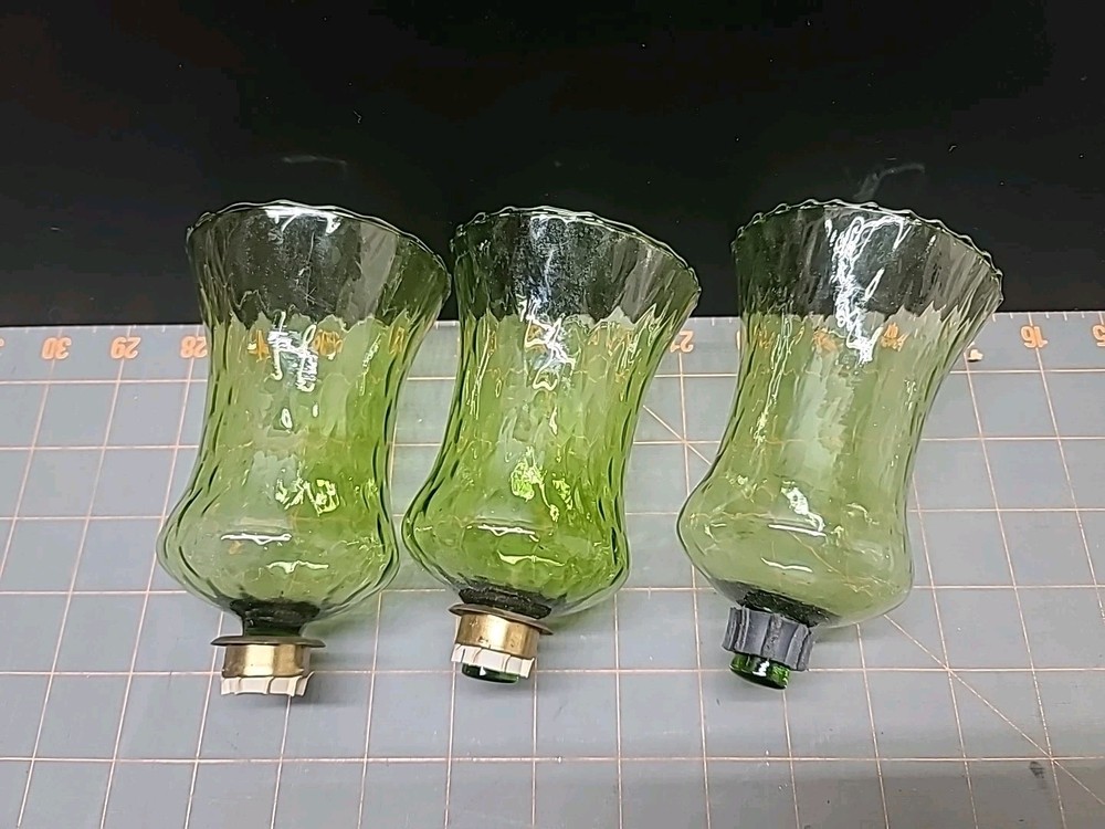 3 Vtg Home Interior Homco Avocado Green HONEYCOMB Peg Votive CUPS Candle Holders