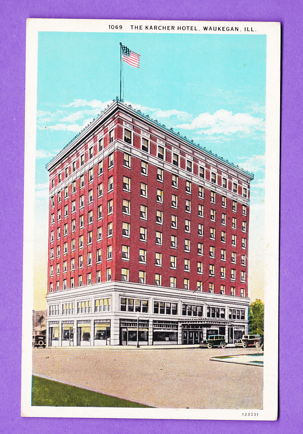 Illinois - Waukegan, The Karcher Hotel Postcard 2115