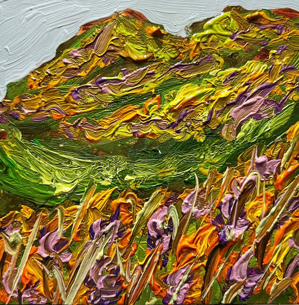 Valley Wildflowers Meadow Original Oil Painting Highlands Hills Artwork