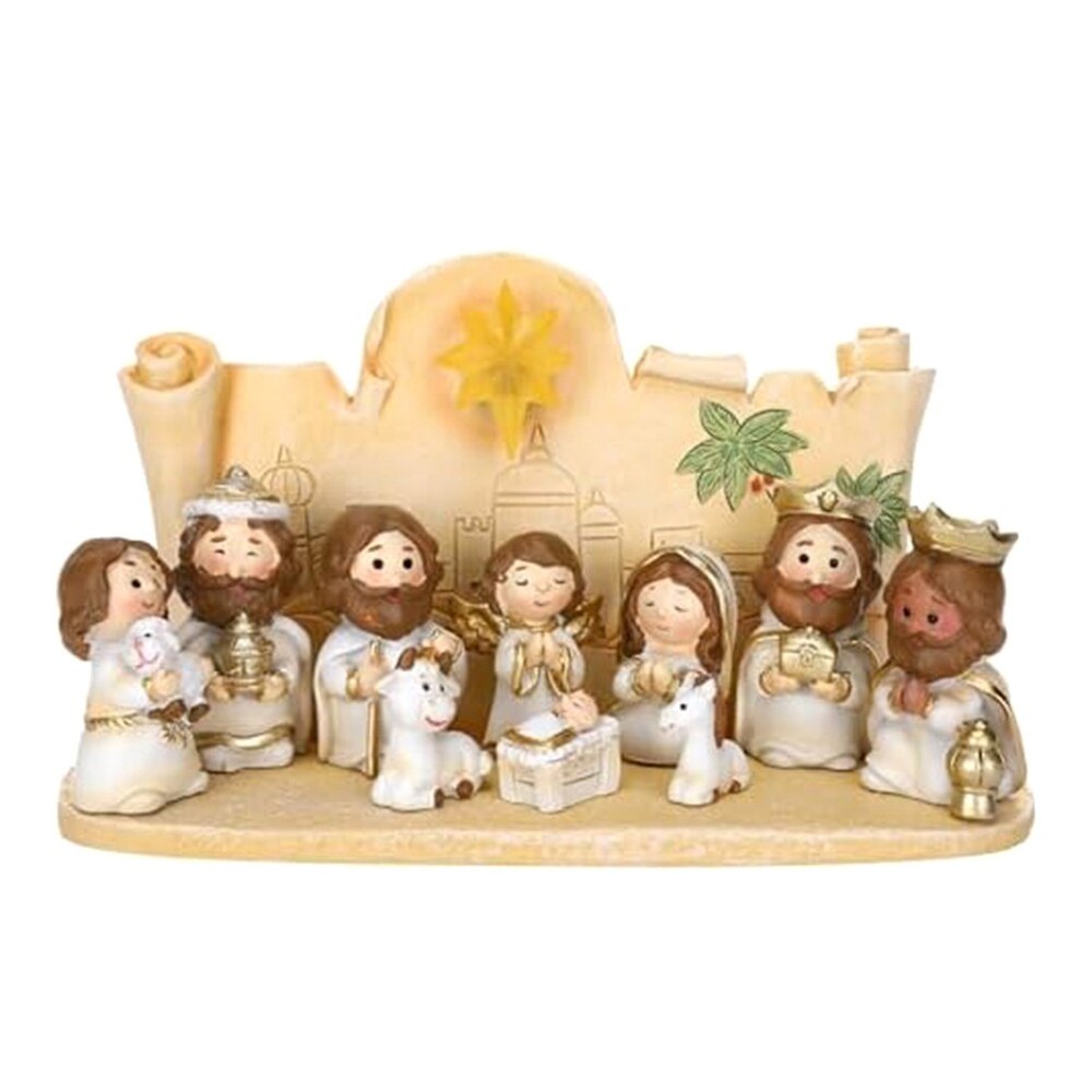 Nativity Set Version - 10 Piece Religious Manger Scene Resin Cute Version7333