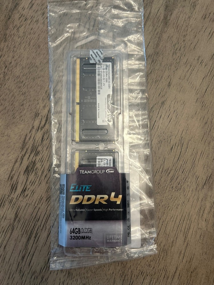 TEAMGROUP Elite DDR4 64GB Kit (2 x 32GB) 3200MHz PC4-25600 SODIMM laptop memory