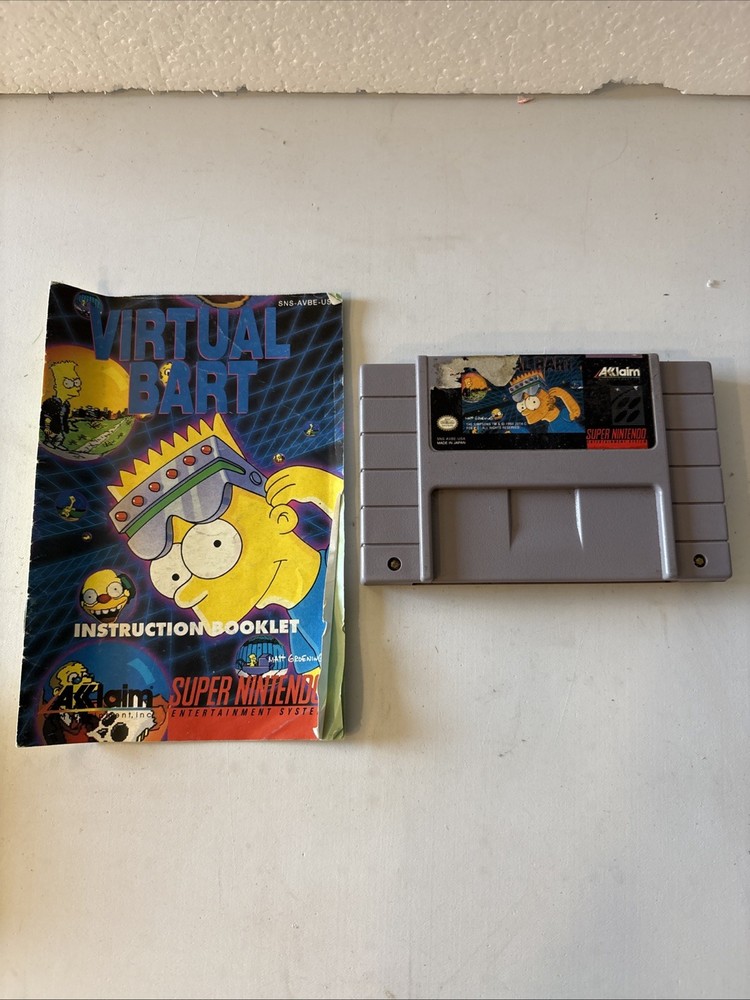 Virtual Bart (Super Nintendo, 1994) SNES Authentic Tested