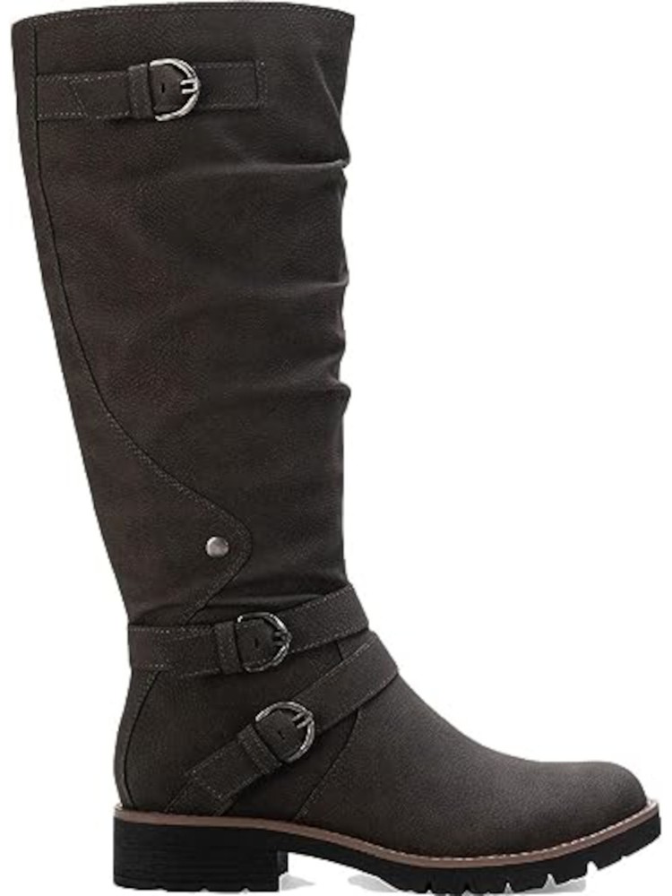 SUN STONE Womens Brown Stretch Brinley Round Toe Block Heel Riding Boot 10 M