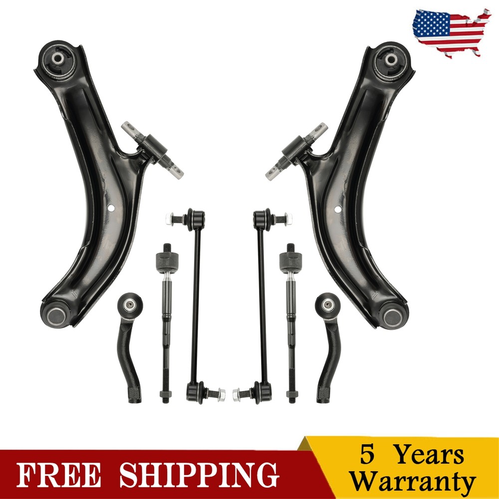 8pcs For 2007 08-2012 Nissan Sentra Front Lower Control Arms Sway Bars Tie Rods