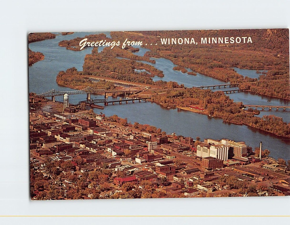 Postcard Aerial View of Winona Minnesota USA