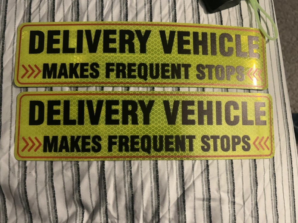 2PCS Delivery Driver Car Magnet Reflective Frequent Stops Vehicle Safety Sign US