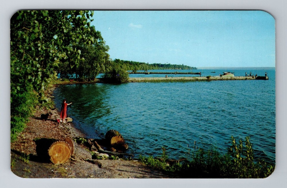 Geneva NY-New York, Seneca Lake Stone Pier, Antique, Vintage Souvenir Postcard